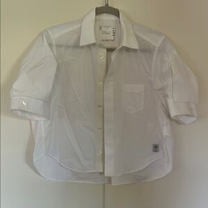 Sacai White Button Down Shirt Crisp Minimalist Design